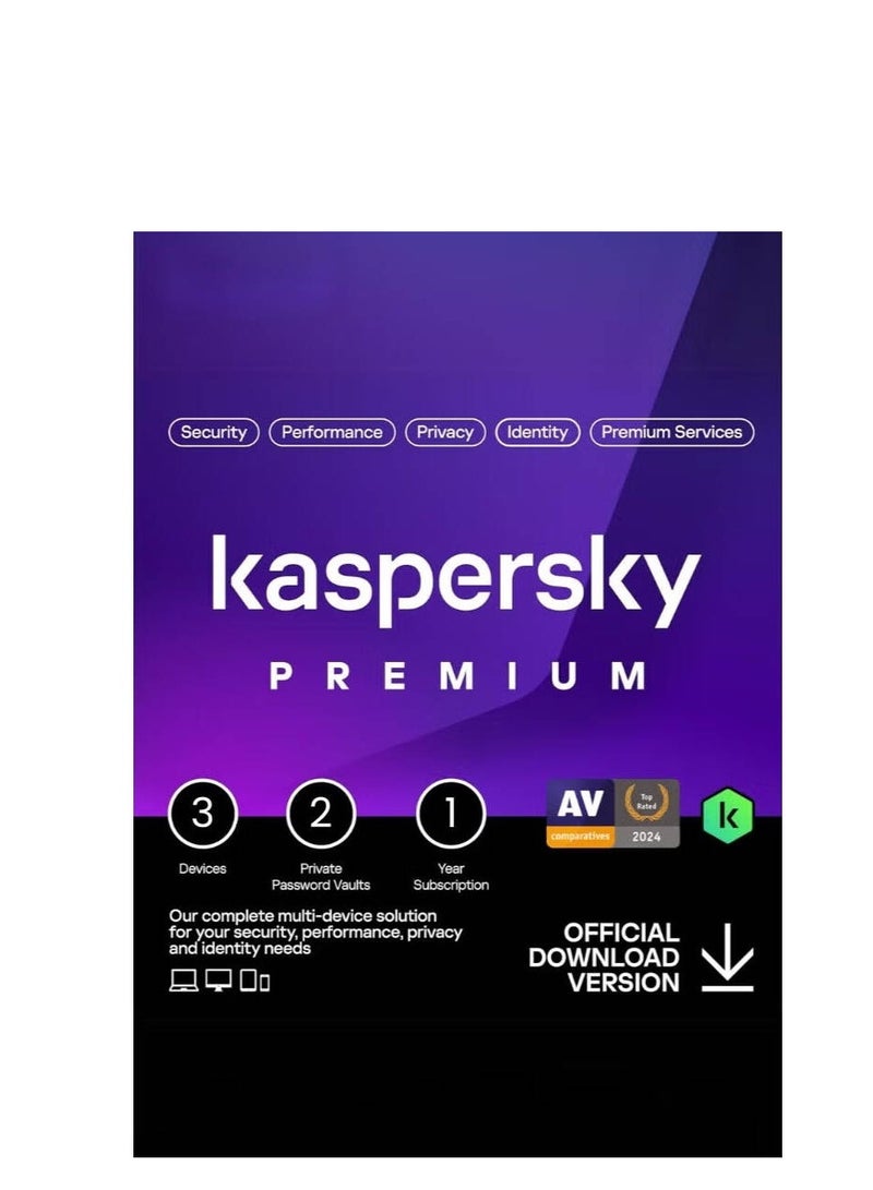 Kaspersky Premium Total Security for 3 Devices - 2 Private Password Vaults - 1 Year Subscription| Box W/o CD | KL1047I5CFS-SLIM - Image 3